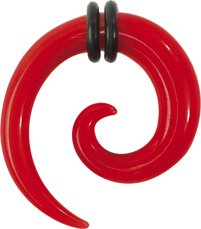 Ohr Dehnung Spirale Expander Acryl Rot Gummiring - VSP 6mm von Karisma