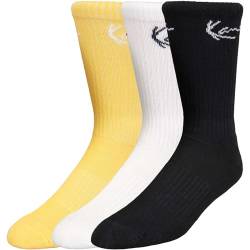 Karl Kani Signature Socks Socken 3er Pack (DE/NL/SE/PL, Numerisch, 39, 42, Regular, Regular, offwhite/yellow/black) von Karl Kani