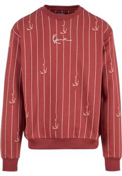 Karl Kani Small Signature Logo Pinstripe Sweater Wine red/Sand M von Karl Kani