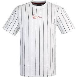 Karl Kani Small Signature Pinstripe T-Shirt (L, White/Black) von Karl Kani