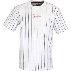 Karl Kani Small Signature Pinstripe T-Shirt (S, White/Black) von Karl Kani