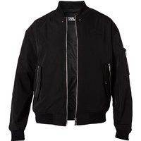 KARL LAGERFELD Herren Blouson schwarz Mikrofaser uni mit Motiv von Karl Lagerfeld