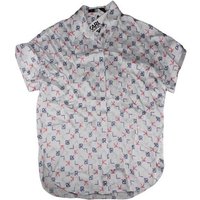 KARL LAGERFELD Shirttop Karl Lagerfeld Tetris Print Shirt Damen Bluse Hemdbluse Gr. M weiß Neu von Karl Lagerfeld