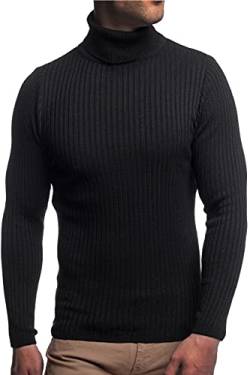 Karl´s People Herren Rollkragen-Pullover Herren Rolli S-5 XL • Rollkragenpullover für Herren mit Streifenmuster • Angenehmer Pullover Herren Langarm (4XL, Black) von Karl´s People