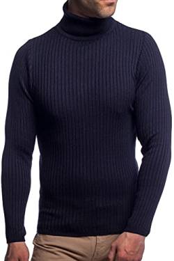 Karl´s People Herren Rollkragen-Pullover Herren Rolli S-5 XL • Rollkragenpullover für Herren mit Streifenmuster • Angenehmer Pullover Herren Langarm (4XL, Navy1) von Karl´s People