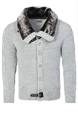 Karl´s People Herren Strickjacke Pullover Cardigan K-130, Grey, L, Grey von Karl´s People