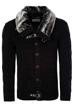 Karl´s People Herren Strickjacke Pullover Cardigan K-130, Grey, XXL, Black von Karl´s People