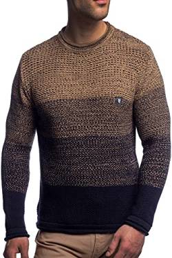 Karl's People Herren Strickpullover Langarm Rundhalspullover K-113 (XL, Camel) von Karl´s People