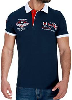 Karl´s People Kurzarm Poloshirt für Herren 100% Baumwolle by Carisma • Herren Polo Shirt mit Stickerei • Angenehmes Regular Fit Shirt für Büro und Freizeit K-103 4XL, Navy von Karl´s People