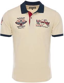 Karl´s People Kurzarm Poloshirt für Herren 100% Baumwolle by Carisma • Herren Polo Shirt mit Stickerei • Angenehmes Regular Fit Shirt für Büro und Freizeit K-103 Beige 3XL von Karl´s People