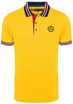 Karl´s People Kurzarm Poloshirt für Herren 100% Baumwolle by Carisma • Herren Polo Shirt mit Stickerei • Angenehmes Regular Fit Shirt für Büro und Freizeit K-129 4XL, Gelb von Karl´s People