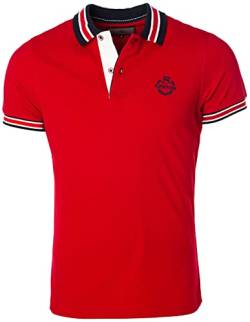 Karl´s People Kurzarm Poloshirt für Herren 100% Baumwolle by Carisma • Herren Polo Shirt mit Stickerei • Angenehmes Regular Fit Shirt für Büro und Freizeit K-129 5XL, Rot von Karl´s People