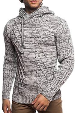 Karl's people Herren Strick Kapuzen Pullover mit Schalkragen in verschieden Farben 7510, Größe M, Farbe Grey von Karl´s People