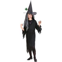Karneval-Klamotten Hexen-Kostüm schwarzes Hexenkleid mit Hexenhut Kinder, Kinderkostüm Mädchenkostüm Halloween Kleid mit Hut von Karneval-Klamotten