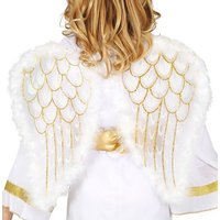Karneval-Klamotten Kostüm-Flügel Engel weiß gold Kinder Engelsflügel Weihnachten, 47x50 cm. Passend zum Kostüm Engel von Karneval-Klamotten