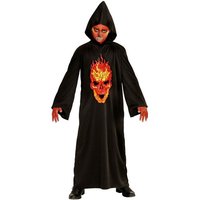 Karneval-Klamotten Teufel-Kostüm Gewand Kinder schwarz mit Aufdruck Teufel, Kinderkostüm Kapuzenumhang Halloween ohne Maske von Karneval-Klamotten