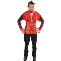 Karneval-Klamotten Teufel-Kostüm Herrenkostüm Teufel Shirt mit Dreizack und Hörner, Männer Kostüm Halloween Karneval von Karneval-Klamotten