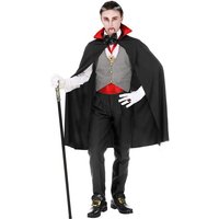 Karneval-Klamotten Vampir-Kostüm Kinder Junge schwarzer Umhang Weste und Zubehör, Halloween Kinderkostüm Dracula Umhang von Karneval-Klamotten