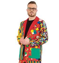 Herrenkostüm Anzug Clown Jackett und/oder Hose bunt Gemustert Zirkus (Large, Jackett) von KarnevalsTeufel.de