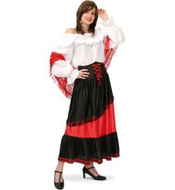 KarnevalsTeufel.de Damenrock Gipsy Girl in schwarz-rotem Stoff mit Fransen-Verzierung und Muster Taille Zigeuner Sinti und Roma Aber auch passend zu Anderen Kostümen (40) von KarnevalsTeufel.de