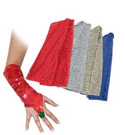 Pailletten-Handschuhe, sortierte Farben, Fasching, Karneval, Mottoparty (rot) von KarnevalsTeufel.de