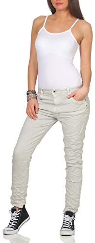 Karostar Damen Jeans Stretch Hose Chino Boyfriend Pants Hüftjeans 62 (48, Grau) von Karostar