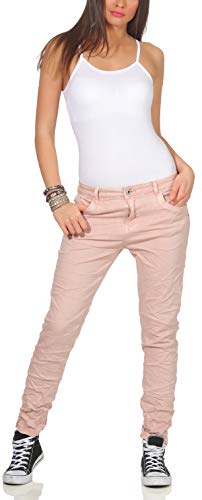 Karostar Damen Jeans Stretch Hose Chino Boyfriend Pants Hüftjeans 62 (48, Rosa) von Karostar