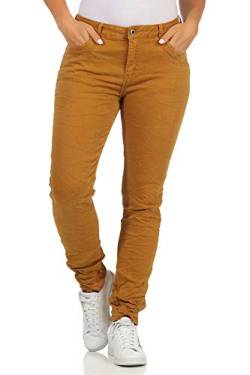 Karostar Damen Jeans Stretch Hose Chino Boyfriend Pants Hüftjeans 62 (48, Senf) von Karostar