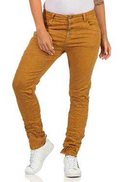 Karostar Damen Jeans Stretch Moderne Chino Lange Hose Boyfriend Pants Hüftjeans Skinny 58 (42, Senf) von Karostar