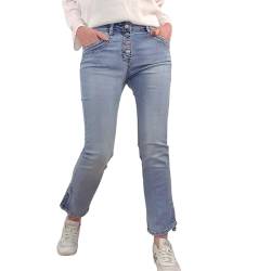 Karostar Damen Stetch Jeans| Cropped Straight Leg Jeans| Denim Hose mit Schlitzen (DE/NL/SE/PL, Alphanumerisch, L, Regular, Regular, Denim) von Karostar