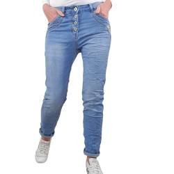 Karostar Damen Stretch Jeans| Boyfriend Hose mit Knopfleiste| Basic 5 Pocket Denim (Gobelin Pocket, XXL) von Karostar