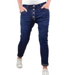 Karostar Damen Stretch Jeans| Boyfriend Hose mit Knopfleiste| Mid Rise 5 Pocket (Jogger-Denim2, 4XL) von Karostar