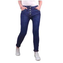 Karostar Damen Stretch Jeans| Boyfriend Hose mit Knopfleiste| Mid Rise 5 Pocket (Jogger-Denim3, M) von Karostar