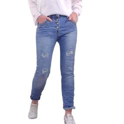 Karostar Damen Stretch Jeans| Boyfriend Hose mit Knopfleiste| Mid Rise 5 Pocket (as3, Alpha, 4X_l, Regular, Regular, Classic Antique Destroyed) von Karostar