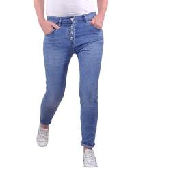 Karostar Damen Stretch Jeans| Boyfriend Hose mit Knopfleiste| Mid Rise 5 Pocket (as3, Alpha, s, Regular, Regular, Denim Heart,4XL) von Karostar