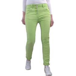 Karostar Damen Stretch Jeans| Boyfriend Hose mit dekorativen Schmuckknöpfen| Mid Rise 5 Pocket Denim Hose (DE/NL/SE/PL, Alphanumerisch, 3XL, Regular, Regular, Giftgrün) von Karostar