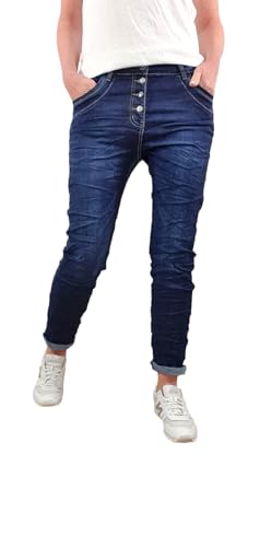 Karostar Damen Stretch Jeans| Casual Boyfriend Denim Hose| mit sichtbarer Knopfleiste (Classic Denim Blue, 4XL) von Karostar