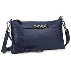 Kleine Mehrzweck Damen Umhängetasche, klassische und elegante Handy Handgelenk Clutch aus genarbtem Rindsleder, leichte und Wandelbare Schultertasche mit abnehmbarem Schultergurt und Handschlaufe von Karoukee