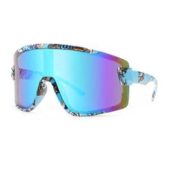 Karsaer Big Shield Wrap Around Sonnenbrille Rave für Männer Frauen Neon Sonnenblende Gläser Radfahren Ski Shades 80er Jahre von Karsaer