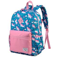 Kasgo Kinderrucksack, Niedlich Wasserabweisend Vorschule Kinder Rucksack Jungen Kindergarten Kleinkind Rucksack mit Brustgurt Blau Einhorn von Kasgo