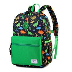 Kasgo Kinderrucksack, Niedlich Wasserabweisend Vorschule Kinder Rucksack Jungen Kindergarten Kleinkind Rucksack mit Brustgurt Dinosaurier Schwarz von Kasgo