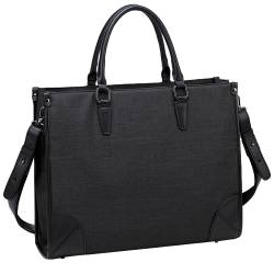 Kasgo Laptop Handtasche Damen, Groß 15.6 Zoll Notebooktasche Wasserabweisend Laptop Tasche Shopper Tote Bag Schultertasche Aktentasche für Arbeit Reise Schwarz von Kasgo