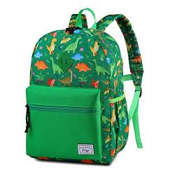 Rucksack Jungen, Kasgo Niedlich Wasserabweisend Vorschule Kinderrucksack Kindergarten Kleinkind Rucksack mit Brustgurt Dinosaurier Grün von Kasgo