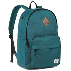 Kasgo Schulrucksack, Klassisches Leichtgewicht Rucksack Herren Damen Jungen Mädchen Teenager Hochschule Schultasche Casual Daypack für Reise Arbeit Dunkelgrün von Kasgo