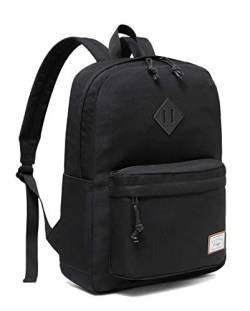 Kasgo Schulrucksack, Wasserabweisend Leichter Rucksack Herren Damen Jungen Mädchen Teenager Hochschule Rucksack Schultasche Casual Daypack für Reise Wandern (Schwarz) von Kasgo