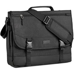 Kasgo Umhängetaschen Herren, Wasserabweisend 15.6 Zoll Laptop Schultertasche Laptoptaschen Schultergurt Schultasche Herrentasche für Arbeit Schule Business Damen Schwarz von Kasgo