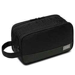 Kulturbeutel Herren Damen, Kasgo Wasserabweisend Kulturtaschen Waschtasche Reisekit Kosmetiktasche für Make-up Rasieren Täglich mit DREI Fächern Schwarz von Kasgo