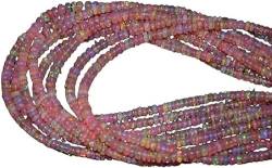Kashish Gems & Jewels Edelstein-Halskette, äthiopische rosa Opal-Perlen, Edelstein, handgefertigt, zertifizierte Halskette/einreihige Halskette für Unisex/rosa Perlen, Schmuckgeschenk, 3–4 mm, von Kashish Gems & Jewels