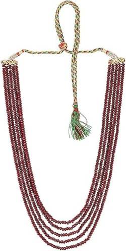 Kashish Gems & Jewels Halskette aus natürlichem fünfschichtigem echtem Granatstein, handgefertigt, natürliche, zertifizierte Perlen, Halskette, Strang-Choker für Damen und Mädchen, Perlenschmuck für von Kashish Gems & Jewels