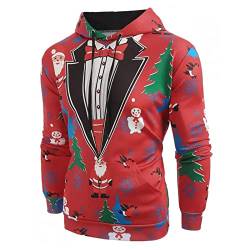 Christmas Pullover Herren Weihnachten 3D Druck Weihnachtsmann Cartoon Muster Einzigartige Kreative Weihnachtsbekleidung Herren Hoodie Jugend Paar Herren Sweatshirt von Kashyke